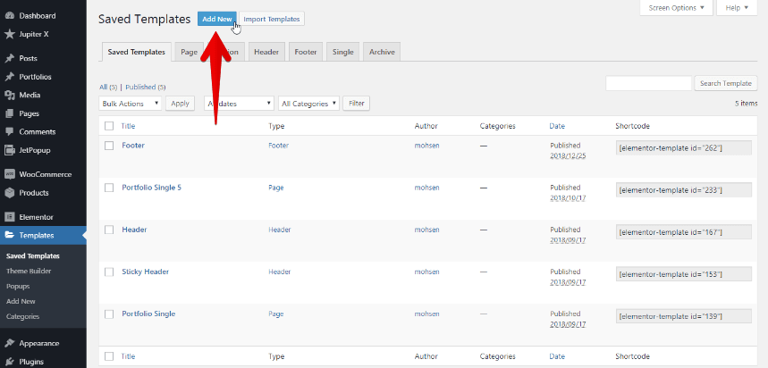 Create a customer footer add a new template