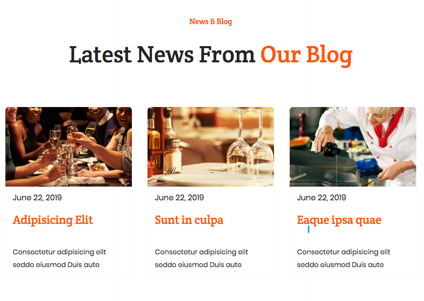 Elements for your restaurant website Posts Element 1