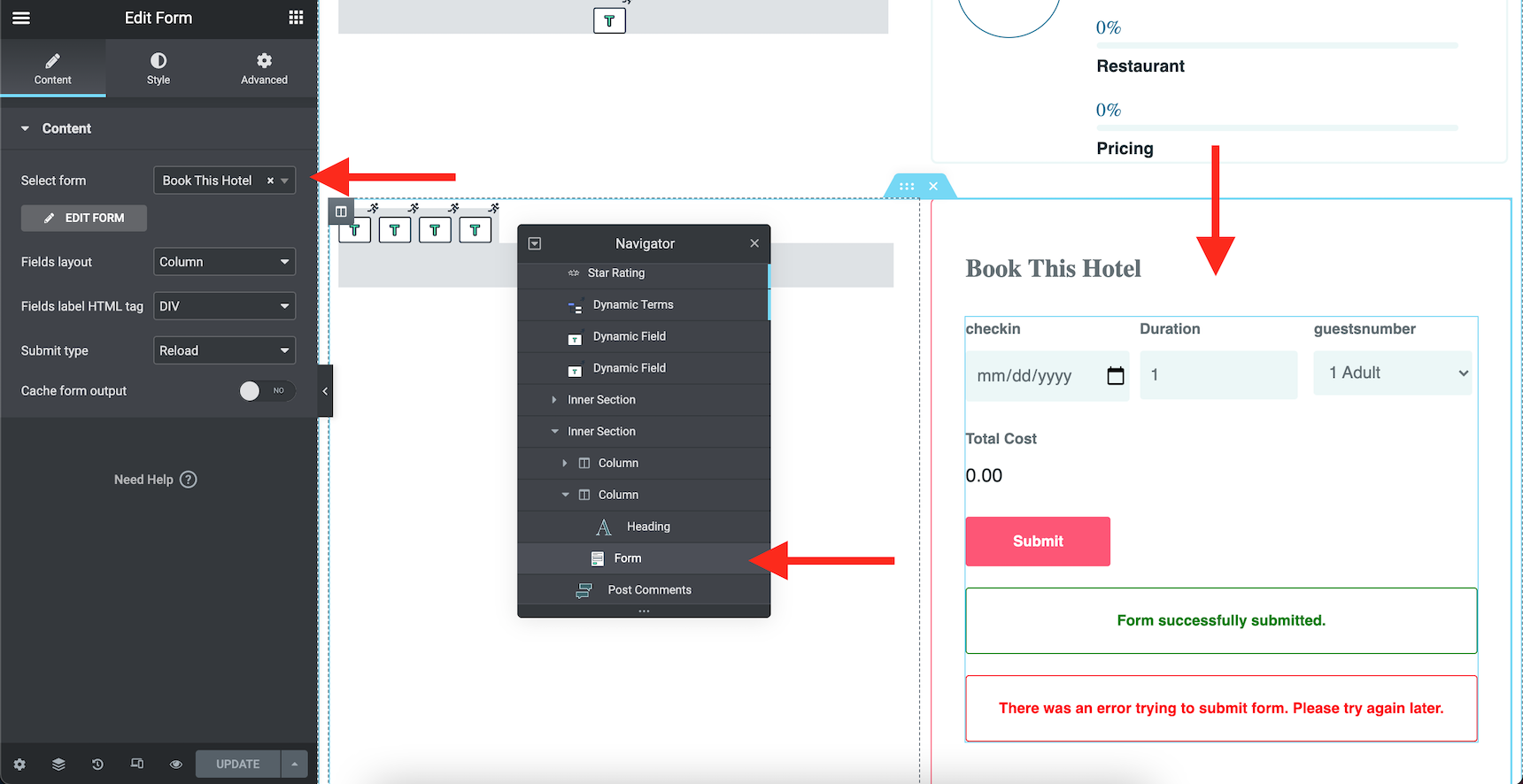 building a dynamic hotel website - adding jet engine form