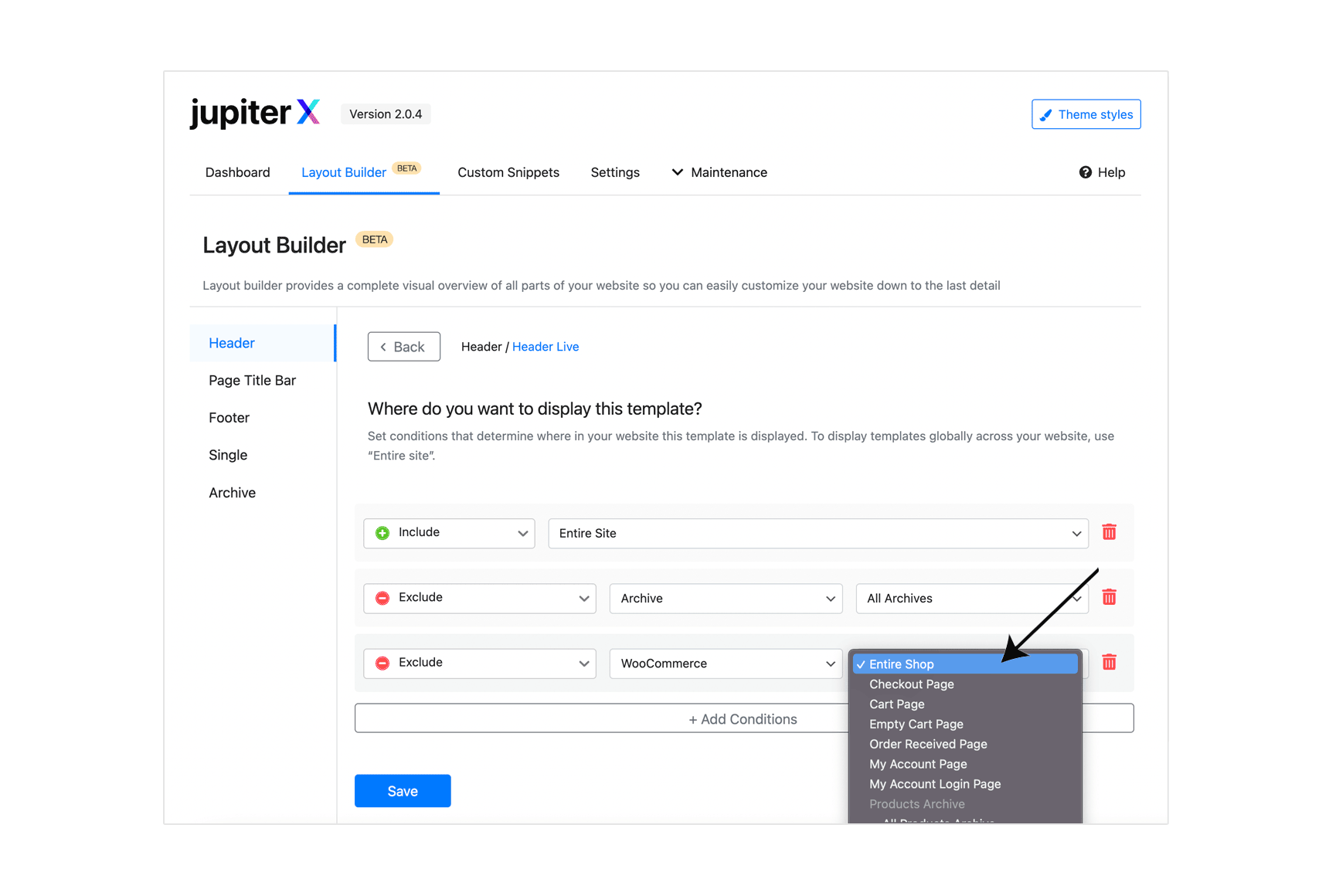 full site editing in WordPress - Jupiter X2