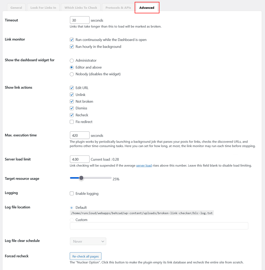 broken links in WordPress