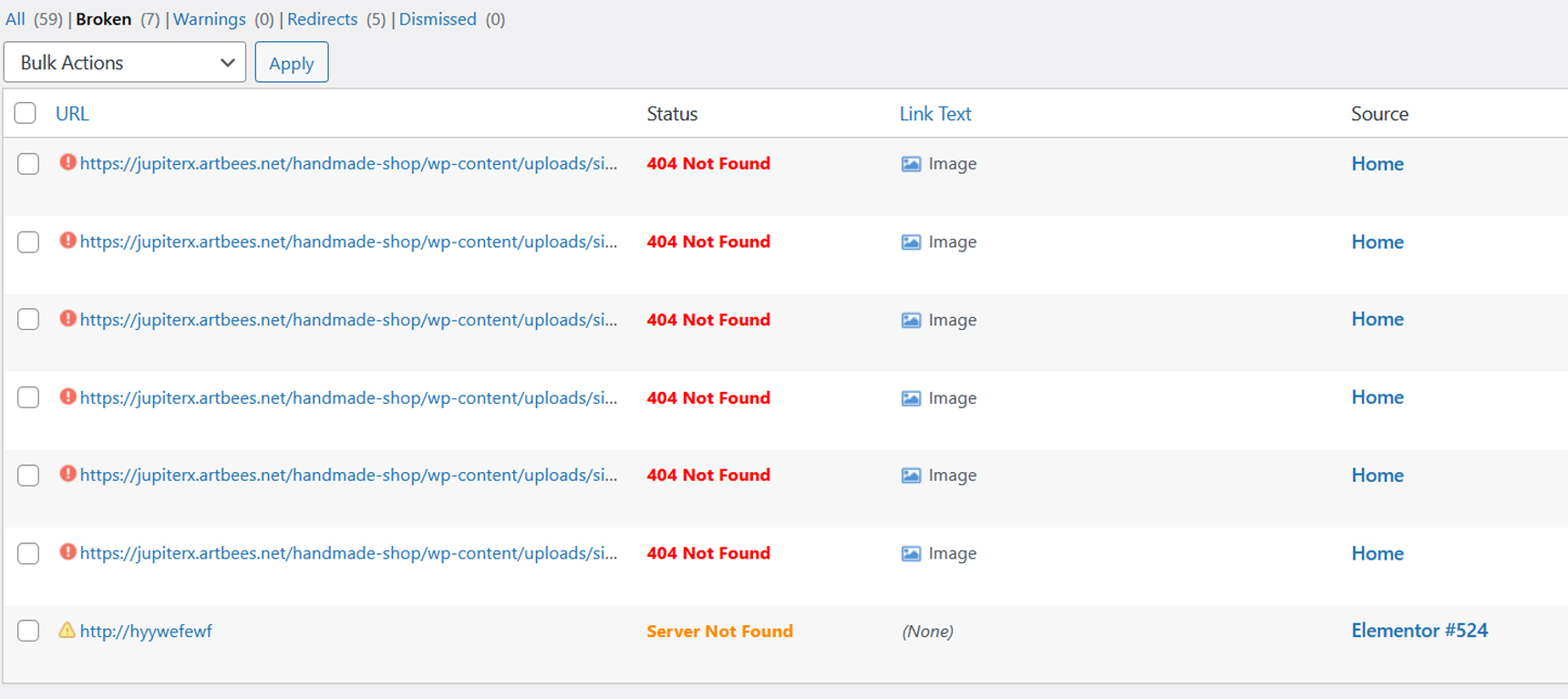 broken links in WordPress