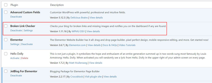 broken links in WordPress