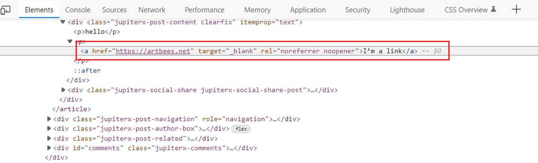 rel="noopener" site A site B