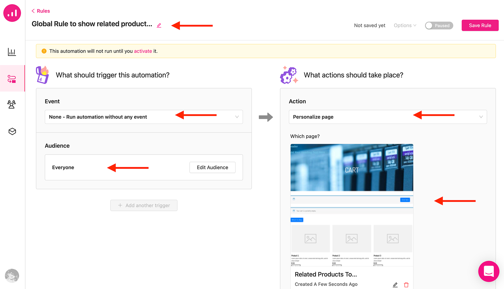 display related products - growmatik add rule