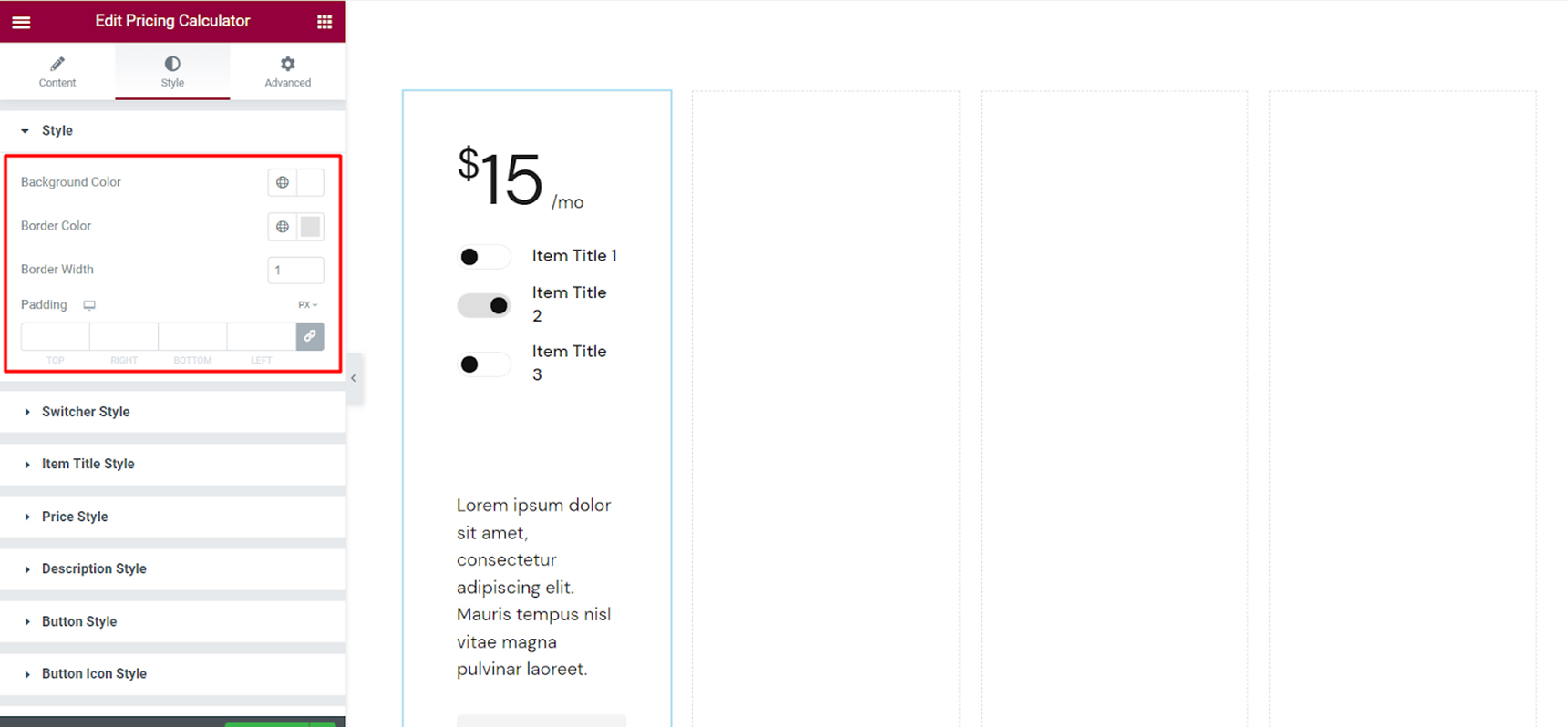pricing calculator in WordPress