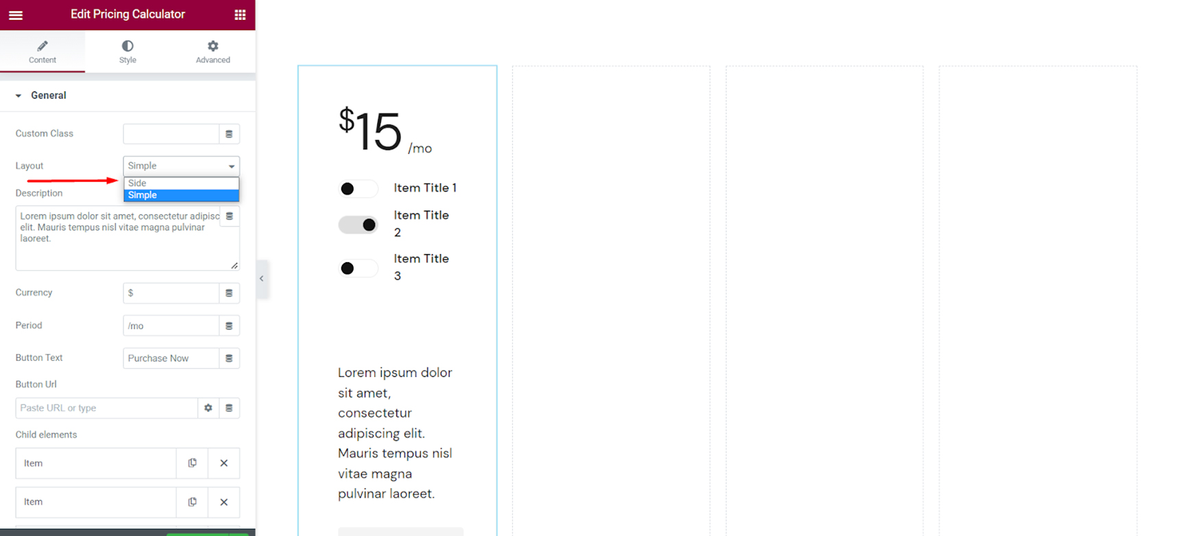 pricing calculator in WordPress